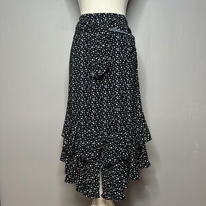 WORTHINGTON DARK BLUE WITH POLKA DOTS FAUX WRAP SKIRT SIZE 12